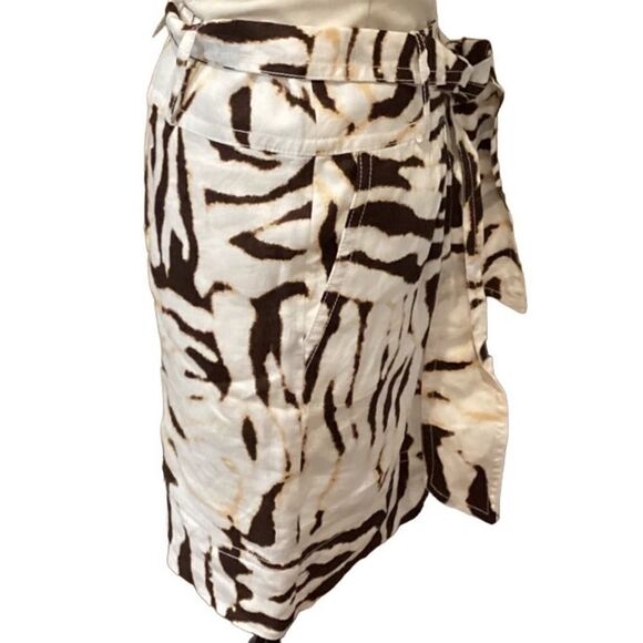 NWT White brown zebra 100% linen BANANA REPUBLIC A-line skirt 2 - Picture 8 of 12
